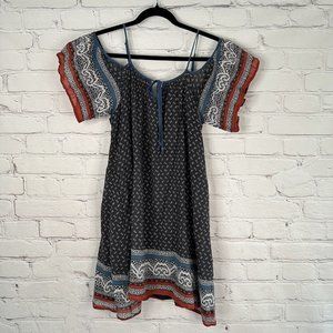 Free People Boho Mini Women’s Small Dress Cold Shoulder Flutter Sleeve
